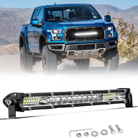 20inch Single Row Thin 156W Output LED Light Bar - Spot Flood Combo Beam Yellow Fog & Work Accessory for Off-Road Trucks, Boat, Led Lights Car Vehicle