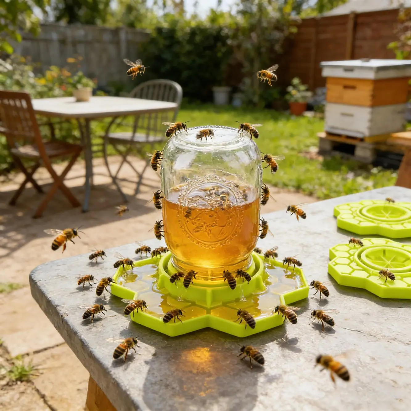 Bee Feeder Silicone Sugar Water Station, Garden Outdoor Bee Drinking Device Tool, Suitable for Mason Jars, Honeybee Feeding Equipment