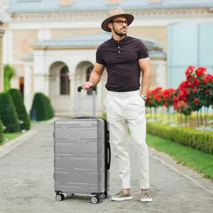 24 Inch Expandable Hardside Checked Luggage, ABS Carry on Suitcase with TSA Lock, 8 Spinner Wheels & Expandable Design for Travel, Lightweight Checked Bag