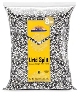 Rani Urid/Urad Split Chilka (Split Matpe Beans with Skin) Indian Lentils 128oz (8lbs) 3.63kg Bulk ~ All Natural | Gluten Friendly | NON-GMO | Kosher | Vegan | Indian Origin