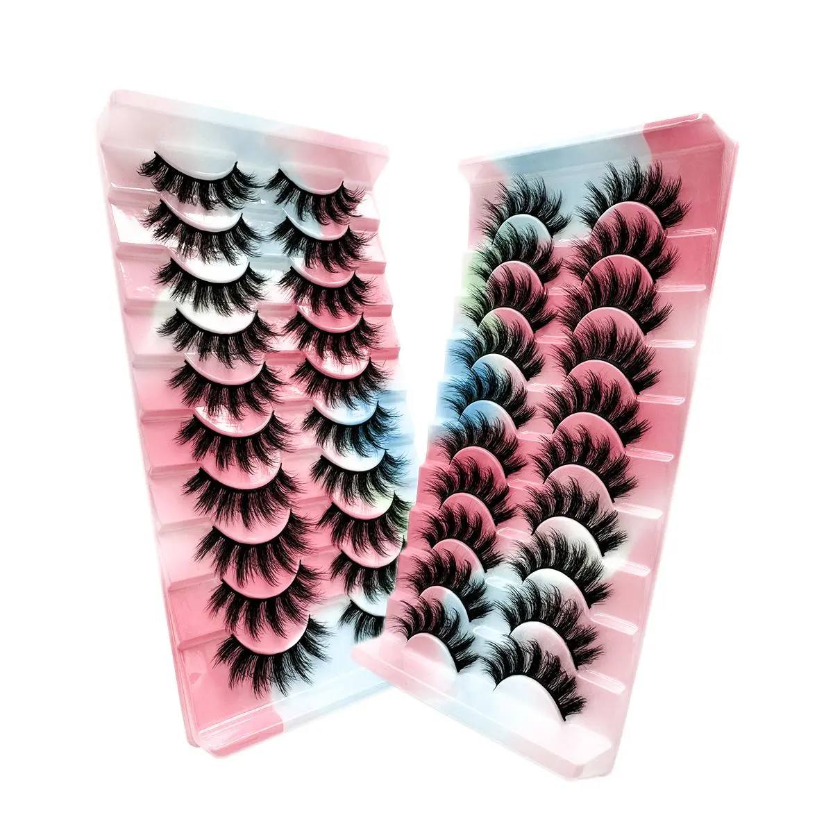 Fluffy False Eyelashes Cluster, Eyelash Falsies, 10 Pairs Wispy Faux Lashes, Natural Curling Eye Makeup Strip Lashes, Full Volume Eyelash for Lashes Extensions, Cosmetic, High Quality Eyelashes