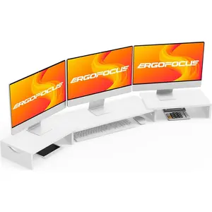 Triple Monitor Stand Riser, Extra Long Monitor Lift for 3 Monitors, Dual Monitor Stand with Length and Angle Adjustable