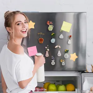 10/12/14Pcs 3D Mini Vase Magnets - Cute Tiny Ceramic and Glass Vase Magnet Set, Charm Fridge Decoration for Kitchen Home (Vases Only, No Flowers)