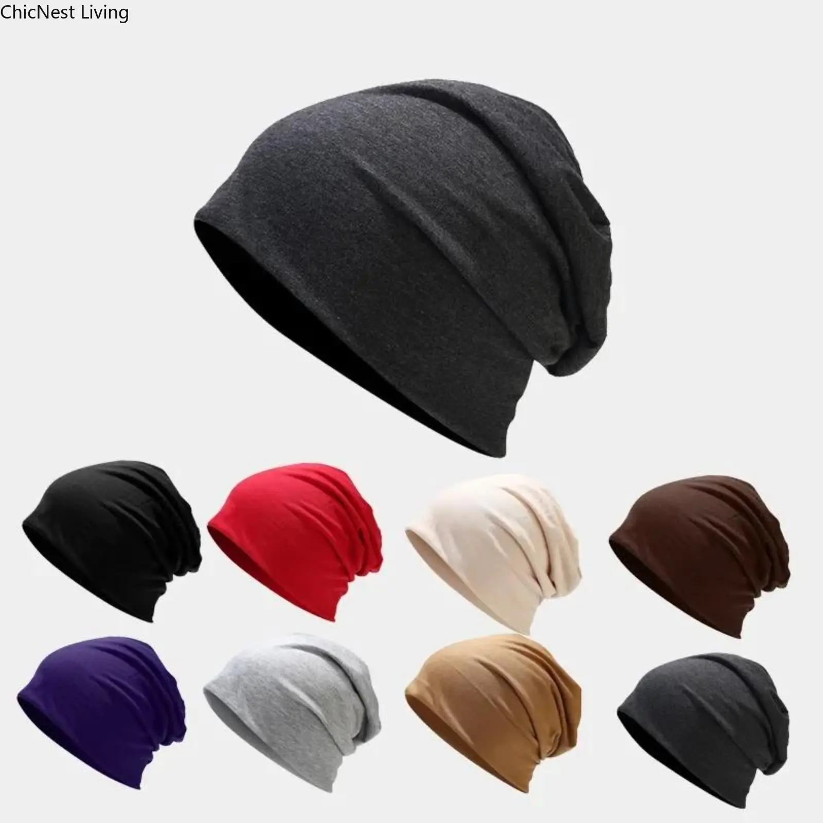 Unisex Sports Skull Cap, Solid Color Nylon Spandex Beanie, Breathable Sweat-Wicking Headwear for Running & Biking, Breathable Elastic Cap, Casual Outdoor Hat, Running Caps