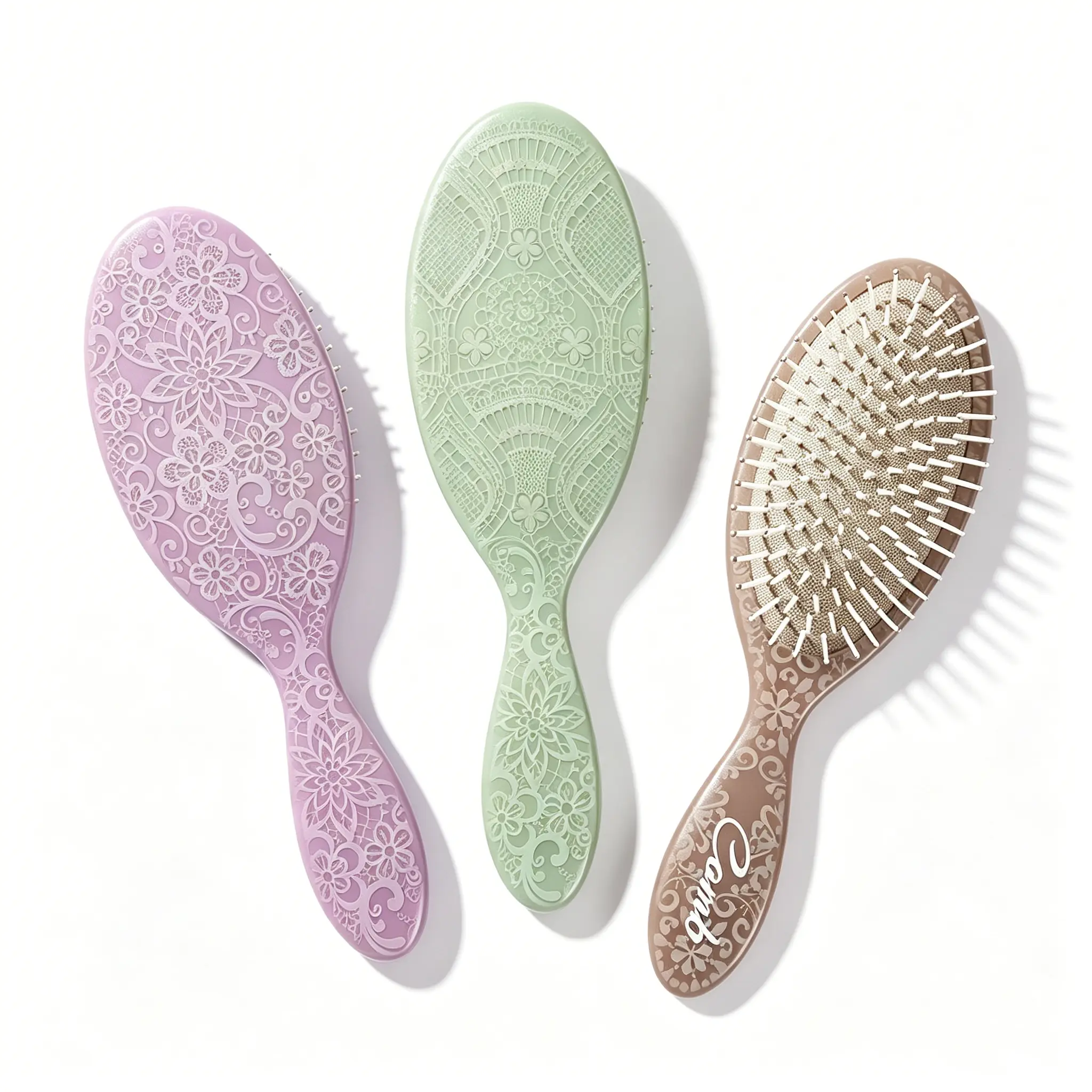 Original Detangler Hair Brush, Lace Embossed Air Cushion Comb, Wet & Dry Use, Gentle Detangling Brush Reduces Hair Breakage, Smooth Frizzy Curly Thick Hair, Ergonomic Handle Hair Comb For All Hair Types Women Daily Hair Styling  scalp massage comb