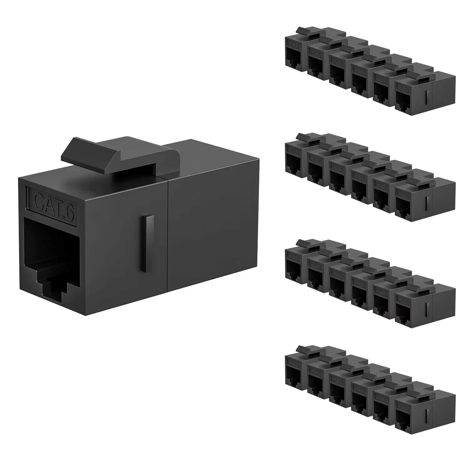 ZoeRax 24PCS UTP RJ45 Keystone Coupler - Black Female-to-Female Cat6/Cat5e Keystone Jack Insert for Network Components