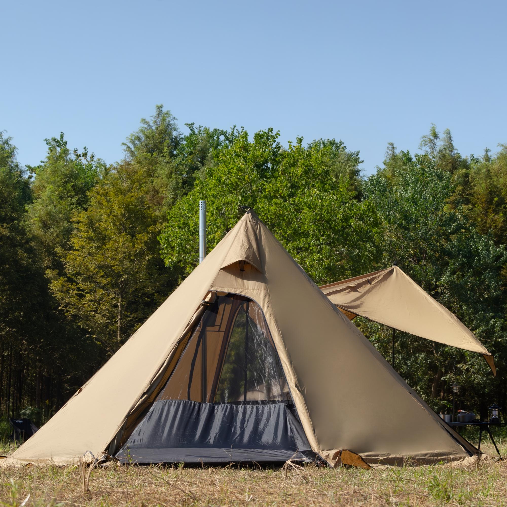2-Person Tipi Shape Oxford Dandelion Shell Inner Tent, All-Seasons Insert with 3000mm Waterproof Bath Floor, Foldable Lightweight Wear-Resistant Windproof Insect-Proof Removable Washable for Hiking Light Outdoor Trips