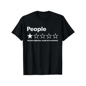Unisex-Adults T-Shirt - Black,  Short Sleeve - Funny Review People One Star: Absolute  Would , Suitable for Mens & Womens Outdoor T-Shirt, 100%cotton,