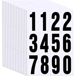 16 Sets Number Stickers Reflective Mailbox Numbers Vinyl  Number Decals for Residence Signs Door  Address Numbers 0-9(2 Inch,Black in White)