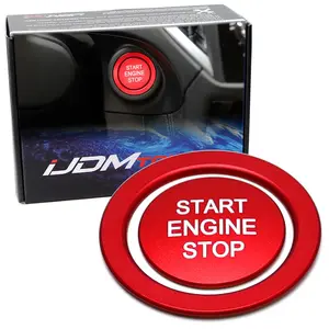iJDMTOY Sports Red Engine Start/Stop Push Start Button Decoration Cover & Surrounding Ring Trim, For Subaru 2022-up BRZ, Toyota 2022-up GR86