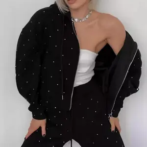 Women's Rhinestone - Embellished Hooded Tracksuit Set