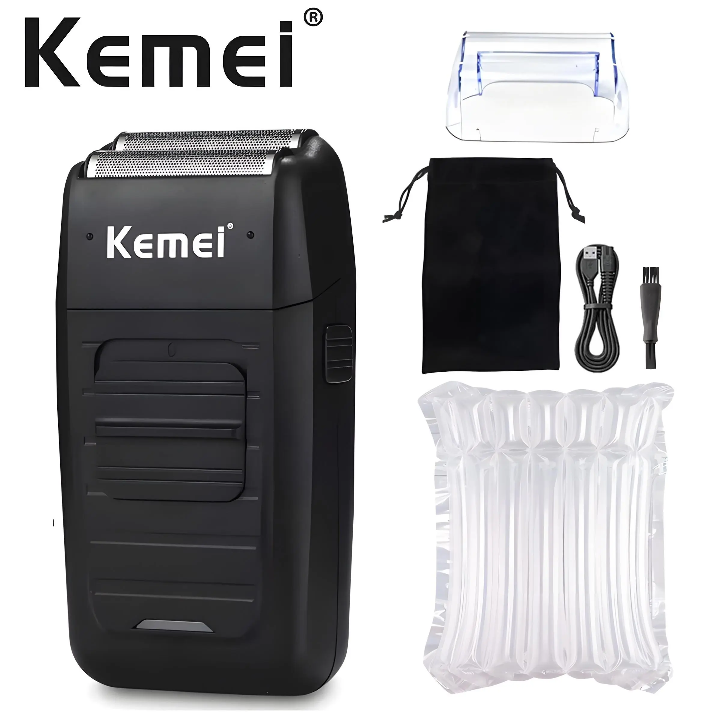 Kemei Km-1102 Electric Razor, Dual Head Reciprocating Blade, Smooth Shaving, Professional Barber Tool, Must-Have for Men's Grooming