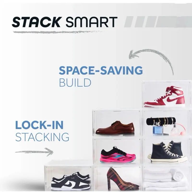 Kicks & Co Clear Shoe Storage Organizer & Shoe Rack Box, Stackable