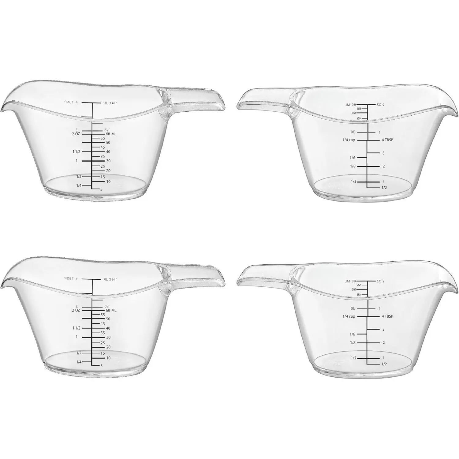 4 Pack Mini Measuring Cups, Clear Plastic 2oz/60ml Small Liquid Measuring Cup with Markings, Shot Glass Measure Pitcher for Espresso, Baking, and Resin