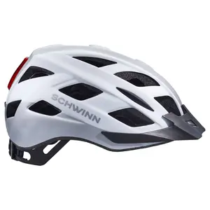 Adults Cycling Helmet LED Light Gray Schwinn Flash Bike Gray/White