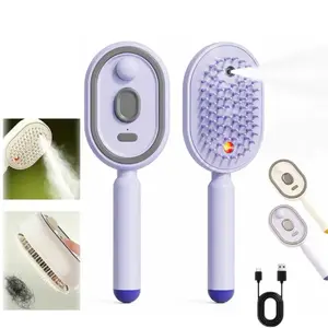 USB Rechargeable Electric Mist Spray Hair Brush for Reduce Hair Frizz, Electric Spray Air Cushion Massage Comb, Self-Cleaning Anti-Tangle, Anti-Static, Volumizing, Multifunctional Hair Care Tool