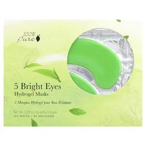 100% PURE Bright Eyes, Hydrogel Eye Masks, 5 Masks, 0.28 oz (8 g) Each