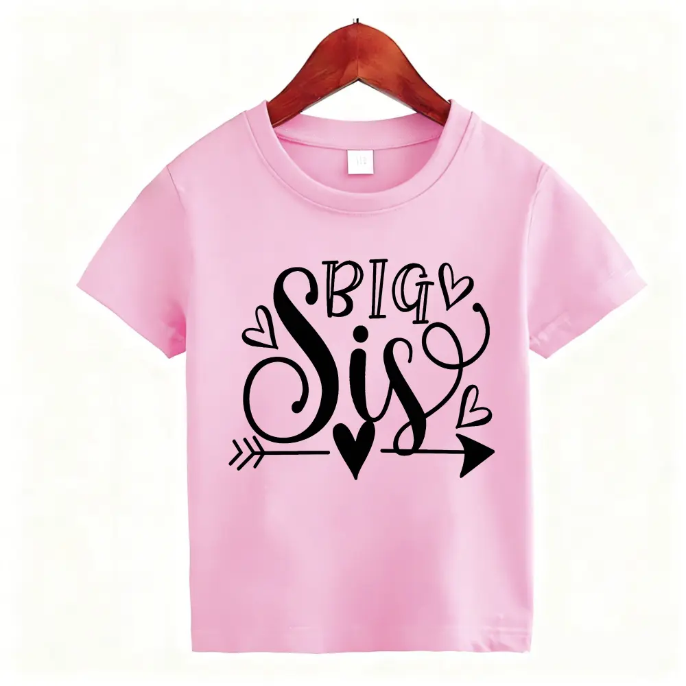 Big Sister Shirt for Toddler Baby Girl Outfits Promoted to Big Sis Announcement T-Shirt Toddler Girls Gifts 2-10Y Short-sleeved shirt
