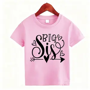 Big Sister Shirt for Toddler Baby Girl Outfits Promoted to Big Sis Announcement T-Shirt Toddler Girls Gifts 2-10Y Short-sleeved shirt