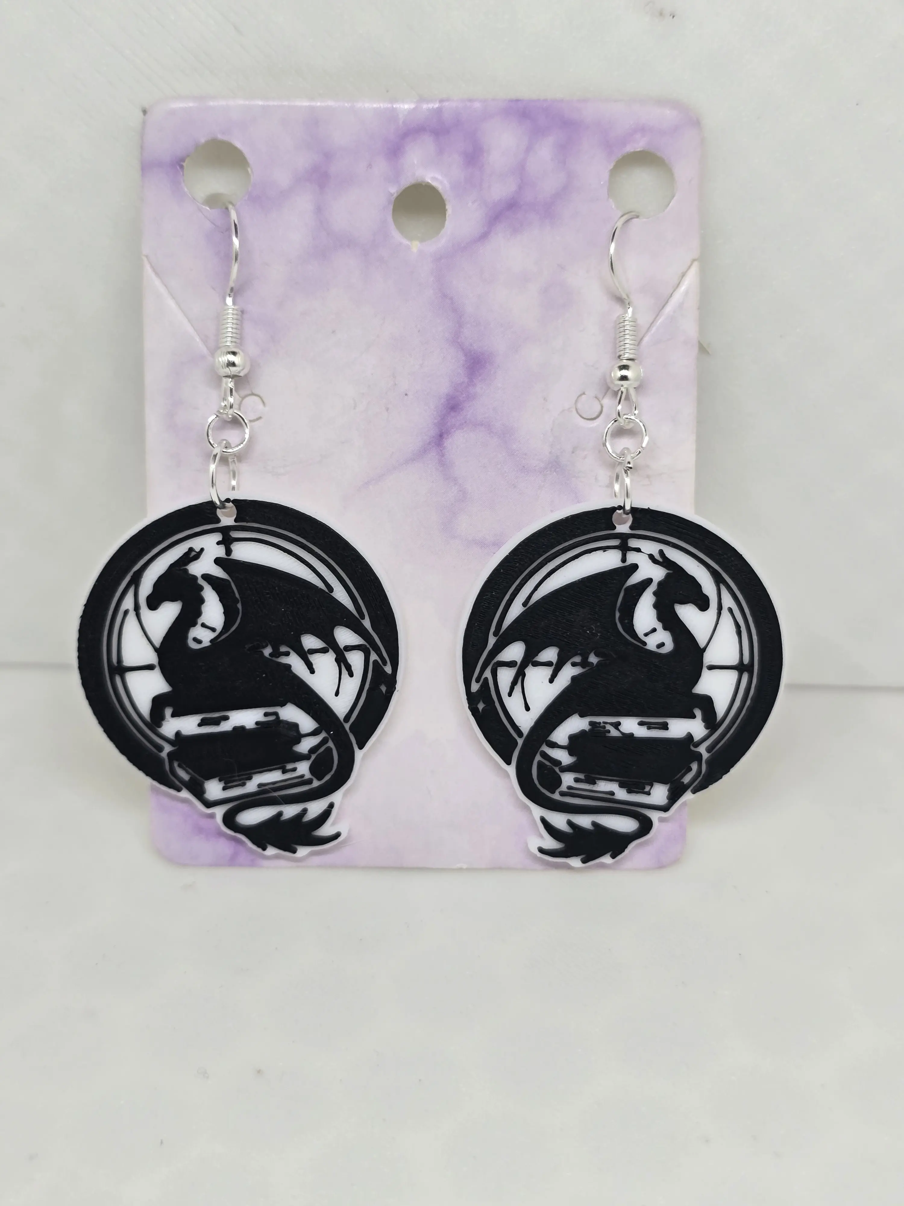 Dragon Sitting on a Book - 3D Printed Earrings