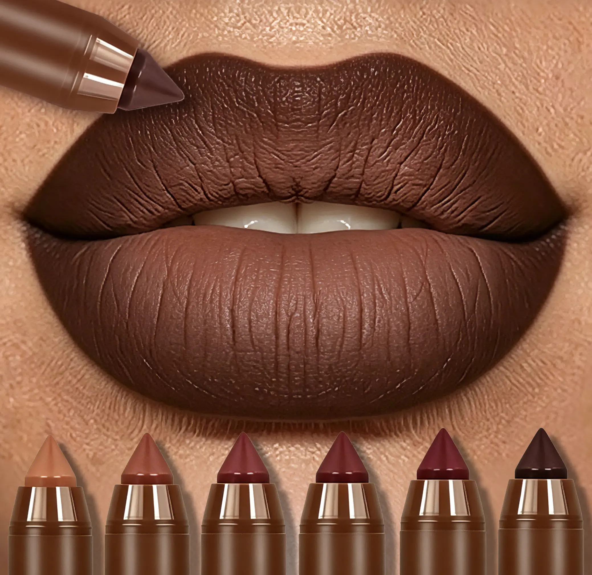 Mooglamor 6Pcs Soft Matte Lipstick Pencil Set Long Lasting Makeup Waterproof Transferproof Lip Pens Gothic Dark Nude Moisturizing Lip Glossy Smooth Cosmetics Summeressentials