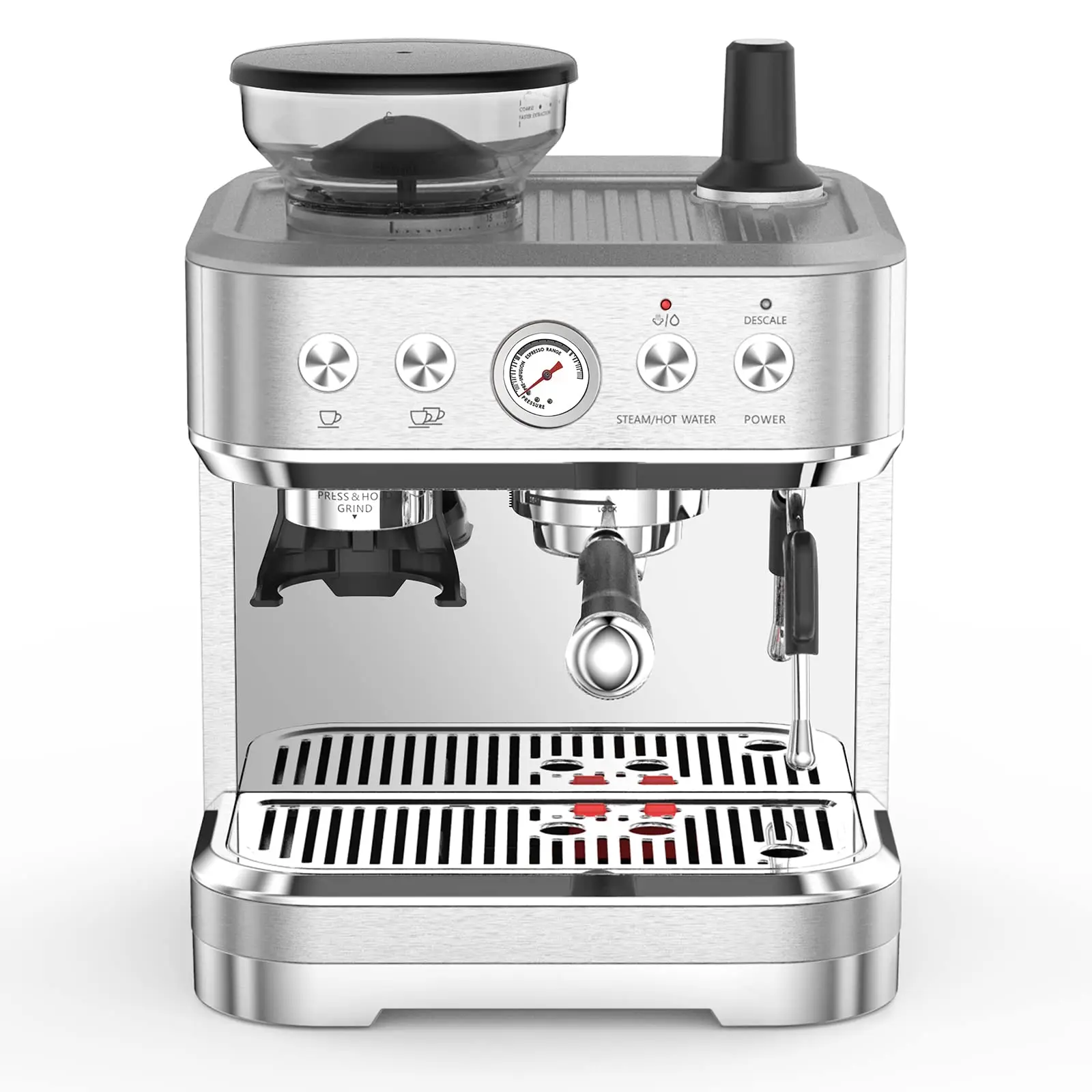 Semi-Automatic All-in-1 Espresso Machine for Home - Integrated Bean Mill, Milk System, 85oz Removable Water Tank, Low Pressure Pre-Soaking for Optimal Espresso Extraction, Home Barista Cappuccino Latte Maker, Gift for Coffee Lovers, 15 Size Options, Semi-