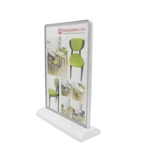 Fohfurniture A4 11.69" x 8.27" Dual-Sided LED Backlit Poster Frame, Aluminium Decor Photo Frame Sign with Rechargeable Battery, LED lightbox for Ads, Flyers, and Restaurant Menus, Silver