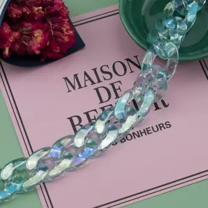 AB Light Blue Transparent Acrylic Plastic Chain Links Pieces (19mm x 14mm)