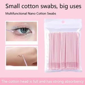 100 Nano Makeup Cotton Swabs, Fine Tip Eye Makeup Corrector, Eyeliner Remover, False Eyelash Tool, Cleaning Stick, Tattooing Special Cotton Rod