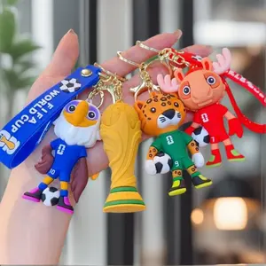 2026 World Cup Keychain Soft Rubber Fan Mascot Pendant Car Keychain Wholesale Keychains