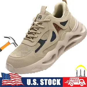 New Safety Shoes Men Anti-smash Anti-puncture Work Shoes Fashion Men Sport Shoes Security Protective Boots Men Indestructible Shoes Mesh light Breathable Roofing Shoes work hiking boots sneakers