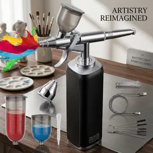 Professional Barber Airbrush Kit - Cordless 30 PSI High Pressure Spray Gun for Hairline Enhancement, Fades & Beard Filling - Clog-Free 0.3mm Nozzle - USB-C Rechargeable