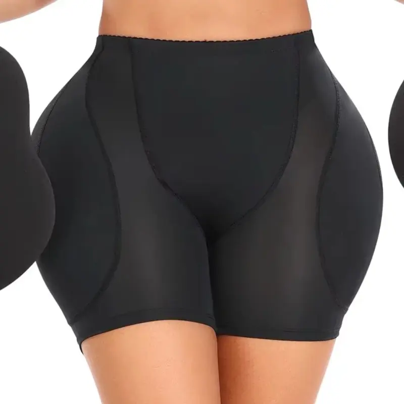Women Solid Color Breathable Shapewear Shorts Mid Waist Tummy Control Padded Hip Butt Lifter Everyday Lingerie Underwear