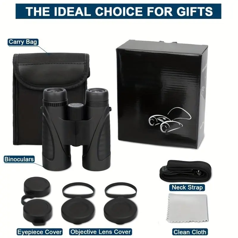 10x High Powered 10x42 UHD Binoculars for Adults - BAK4 Prism, 22mm Large Eyepieces, High-Transmission Glass, Professional Low-Light Optics for Low-Light Environment, Hunt Gear, Birdwatching, Thoughtful Gift for Fathers, Unisex Outdoor Equipment