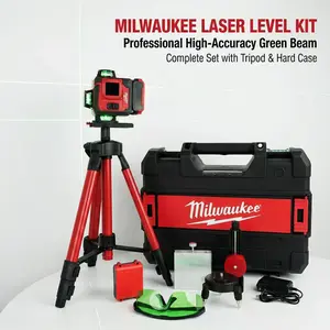 Milwaukee 4D 16 Line Green Beam Laser Level Kit for Professional Construction and Interior Finishing Featuring 6000mAh Battery and Plus or Minus One Millimeter per Seven Meter Accuracy with Magnetic Wall Bracket and Tripod