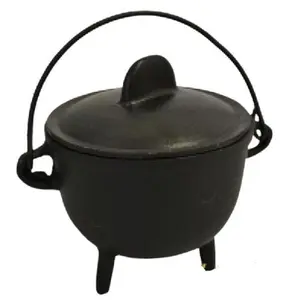 Mini Cast Iron Cauldron with Lid 4.5"L x 4"W x 4.5"