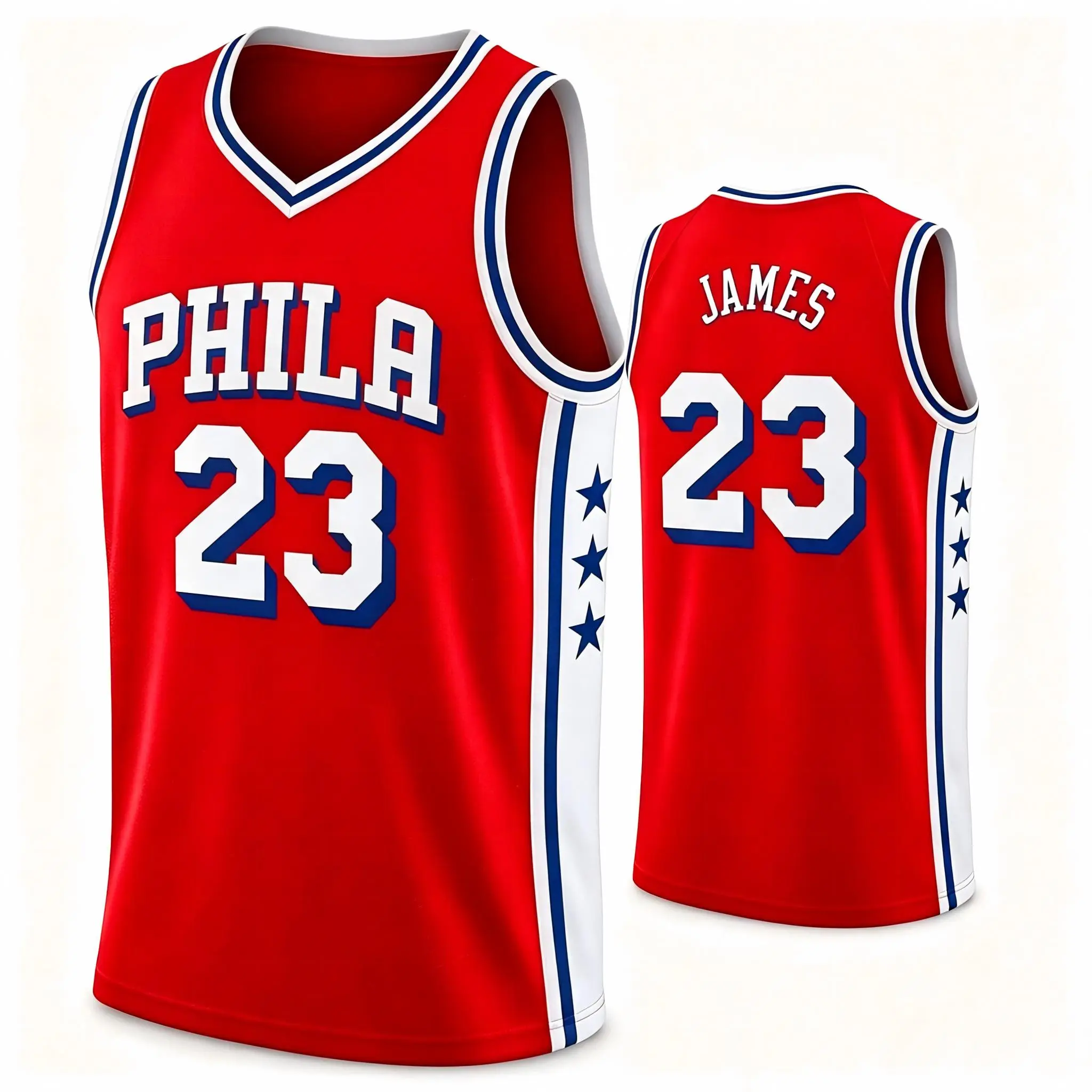 Unisex Basketball #23 James Philadelphia Team Swingman Jersey - Icon Edition -Red