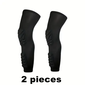Honeycomb style extended sports leg sleeves with knee and shin protection features leg support straps and anti slip strips sweat wicking breathable and soft protective gear suitable for outdoor sports