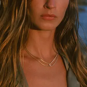 Fashionable and Elegant Round Snake Bone Chain Dual Color Dual Chain Design Stainless Steel Women's Necklace for Daily Casual Wear, Beach Vacations, Holiday Party Accessories