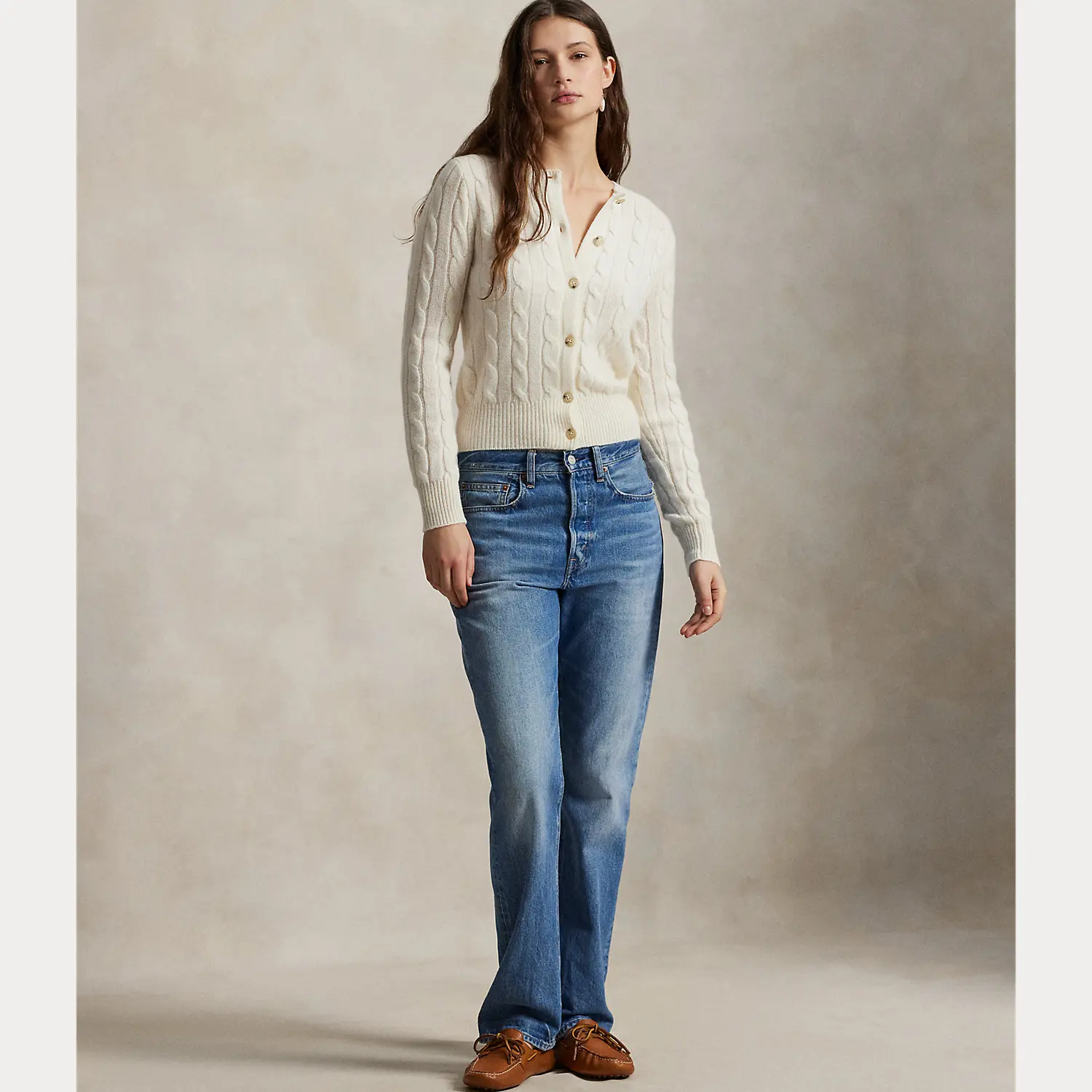 Polo Ralph Lauren - Cable-Knit Cashmere Crewneck Cardigan Polo Ralph Lauren - Cable-Knit Cashmere Crewneck Cardigan