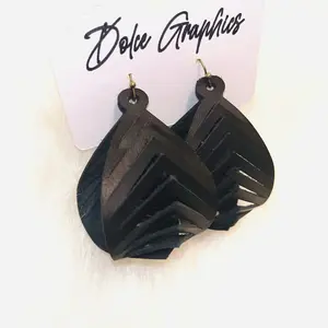 Jessi black Geniune leather earrings