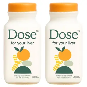 DOSE Liver Detox Shots 2oz – USDA Organic Wellness Shot with Turmeric, Milk Thistle & Dandelion Root, Liver Cleanse & Detox Support Drink, Antioxidant Supplement, 2 Pack