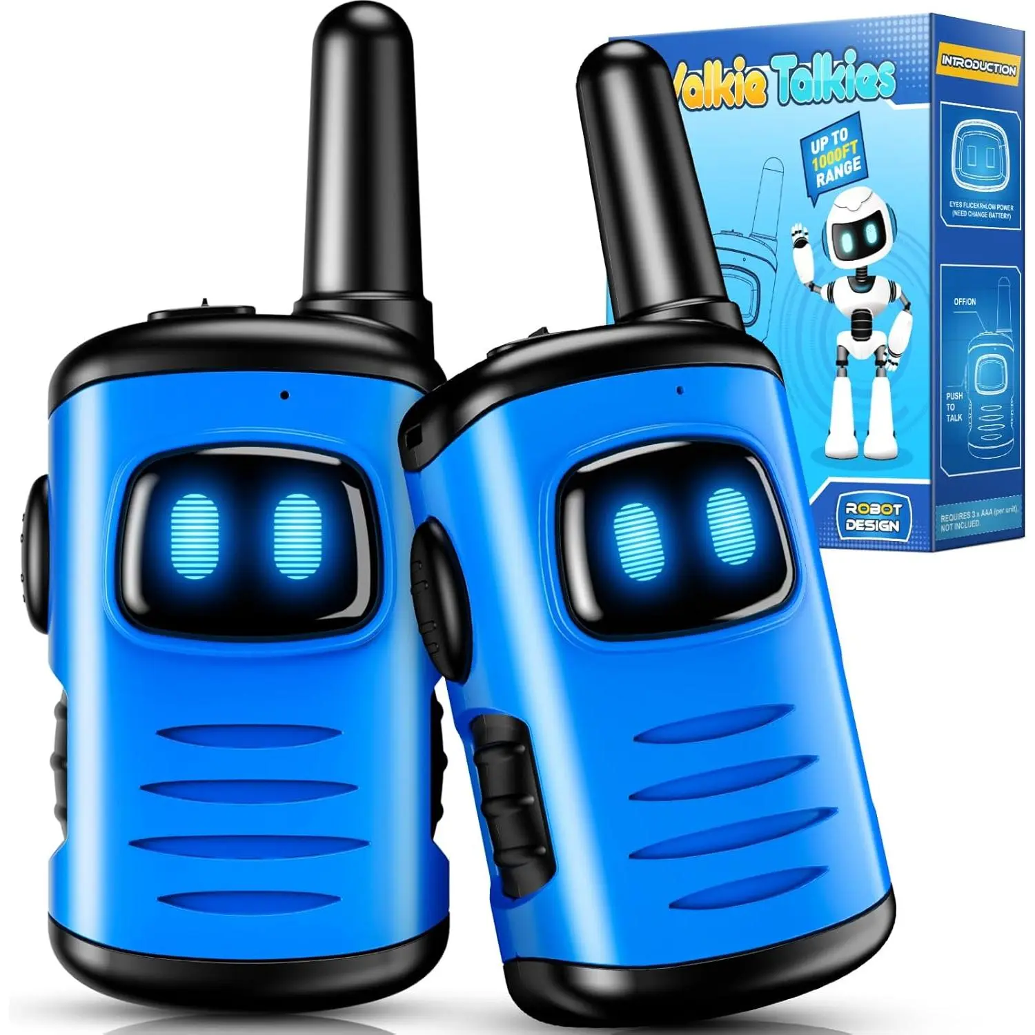 X-WTT01 Kids Walkie Talkies Toys for Boys: comedyfun Mini Robots Walkies Talkies 2 Pack Birthday Gifts for 3 4 5 6 7 8 Year Old Boys Toys Age 4 5 6 7 8 Camping Outdoor Games