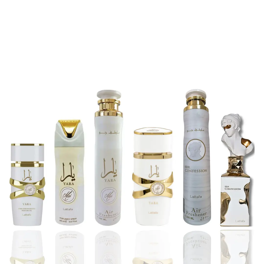 YARA MOI + YARA MOI 20ML + YARA MOI DEODORANT + YARA MOI AIR FRESHENER + HER CONFESSION + HER CONFESSION AIR FRESHENER -- 6 PIECE BUNDLE