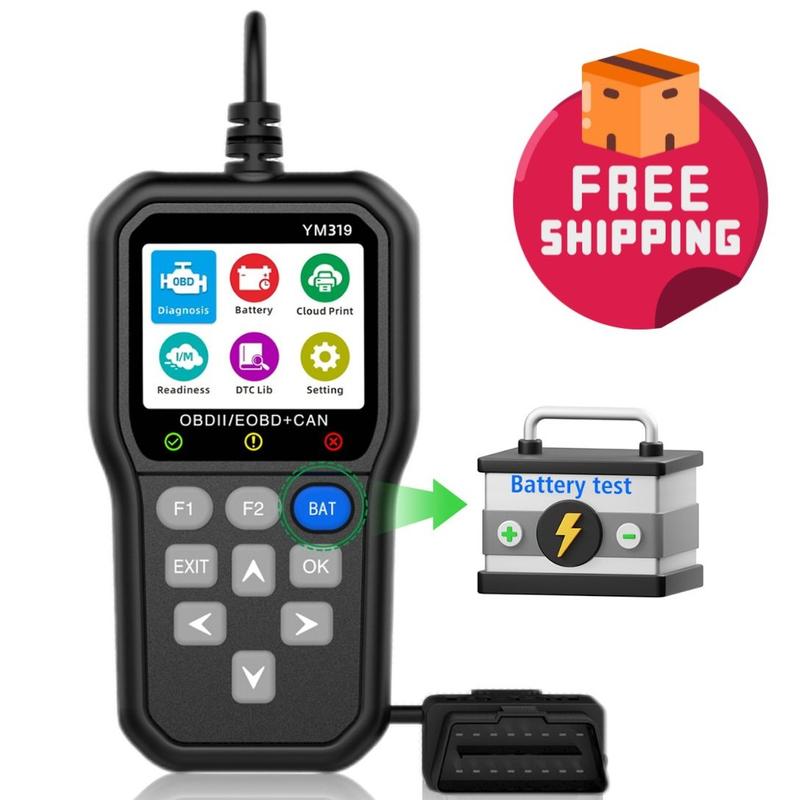 This Hill OBD2 Scanner Diagnose Tool - Battery Tester 2 in 1, Read/Clear Car Check Engine Light Code Reader - OBDII Scan Tool & Battery Charging Component Test