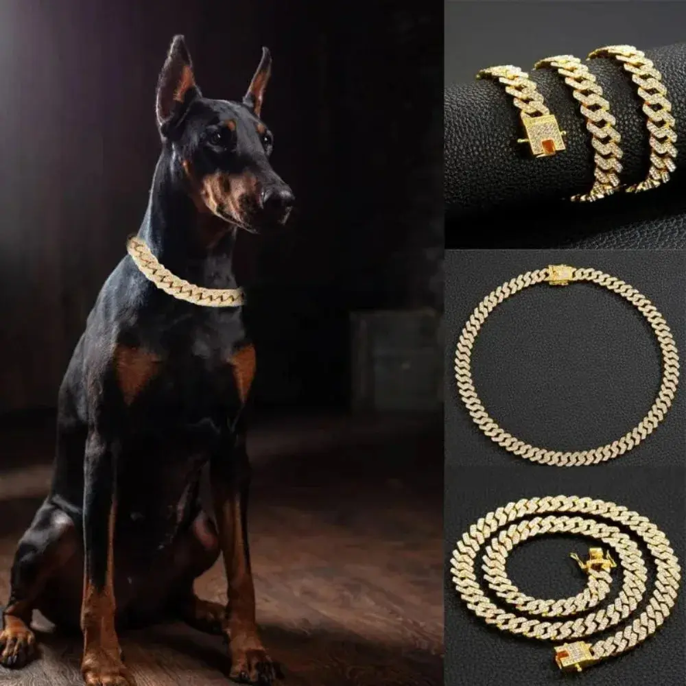 Cuban Link Dog Collar – Stainless Steel Adjustable Chain Collar