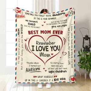 Letter Print Soft Blanket, Air-conditioned Room Blanket, Nap Blanket for Home Office, Gift for Mom from Daughter