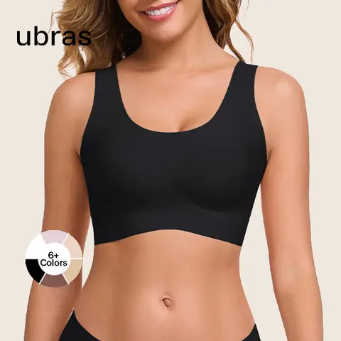 ubras Seamless T-Shirt Bra For Women Daily Comfort Wear Outfit Wireless Lightweight Pull On Bralette Smooth Full Coverage Breathable