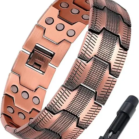 Jecanori Men's Geometric Copper Bracelet - 8.54in Long, 0.83in Width, High-Strength Magnetic Links, Adjustable Bracelets & Bangles, Lobster Claw Clasp, Tarnish Resistant, Durable Daily Wear, Anniversary Gift Chain Jewelry