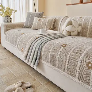 1pc chenille sofa cover, Dustproof sofa slipcover, flower pattern, anti slip, pet friendly, durable furniture protection cover for all seasons, machine washable, hand washable, suitable for living rooms, bedrooms, and offices